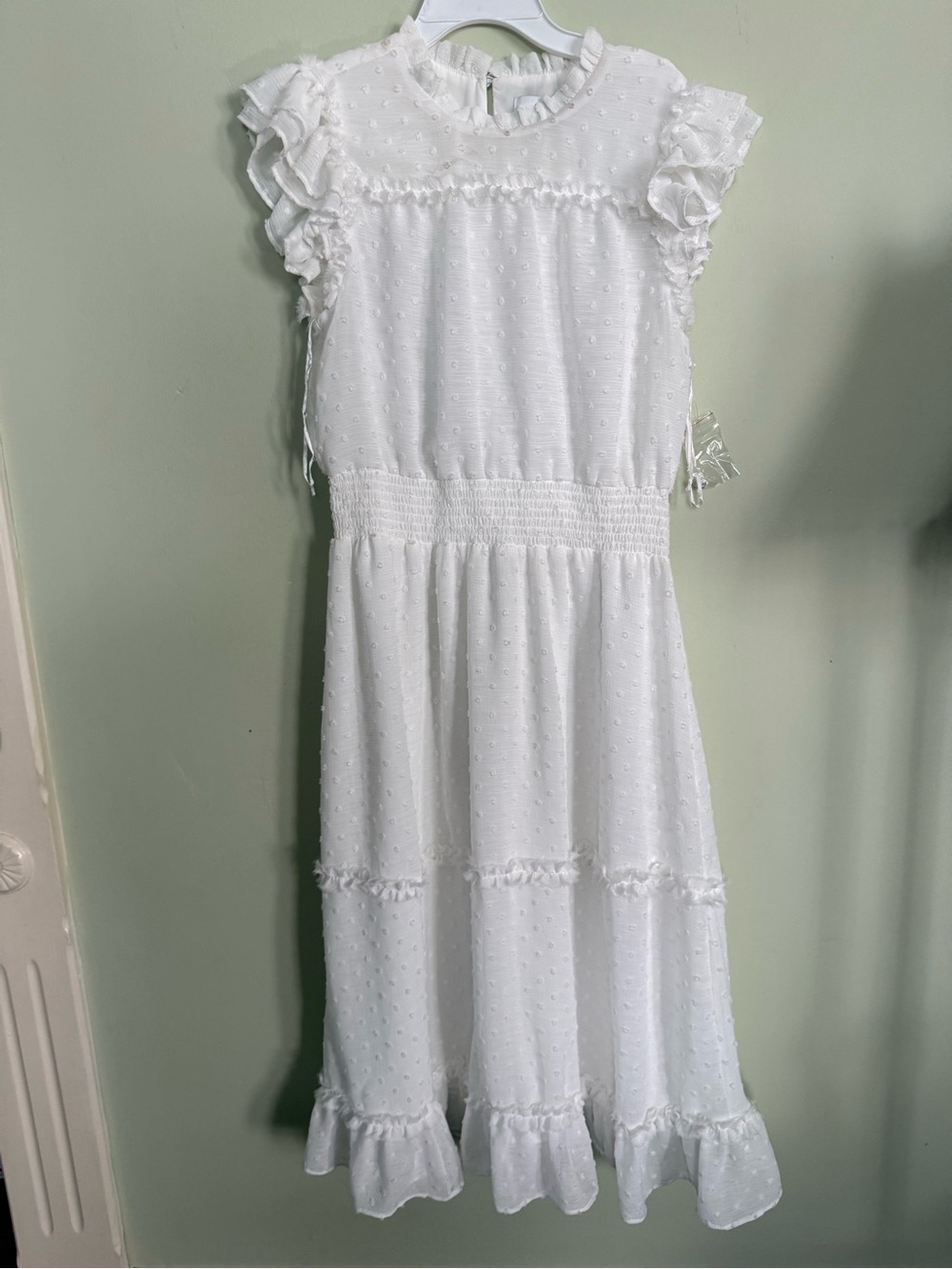 CeCe White Textured Ruffle Dress - Picture 6 of 12